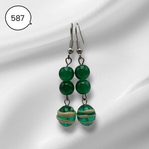 Handmade Elegant Green Beaded Earrings